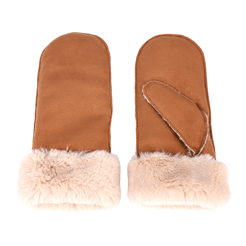 Suede fashion & warm cut&sewn women's knit gloves AW2022-64